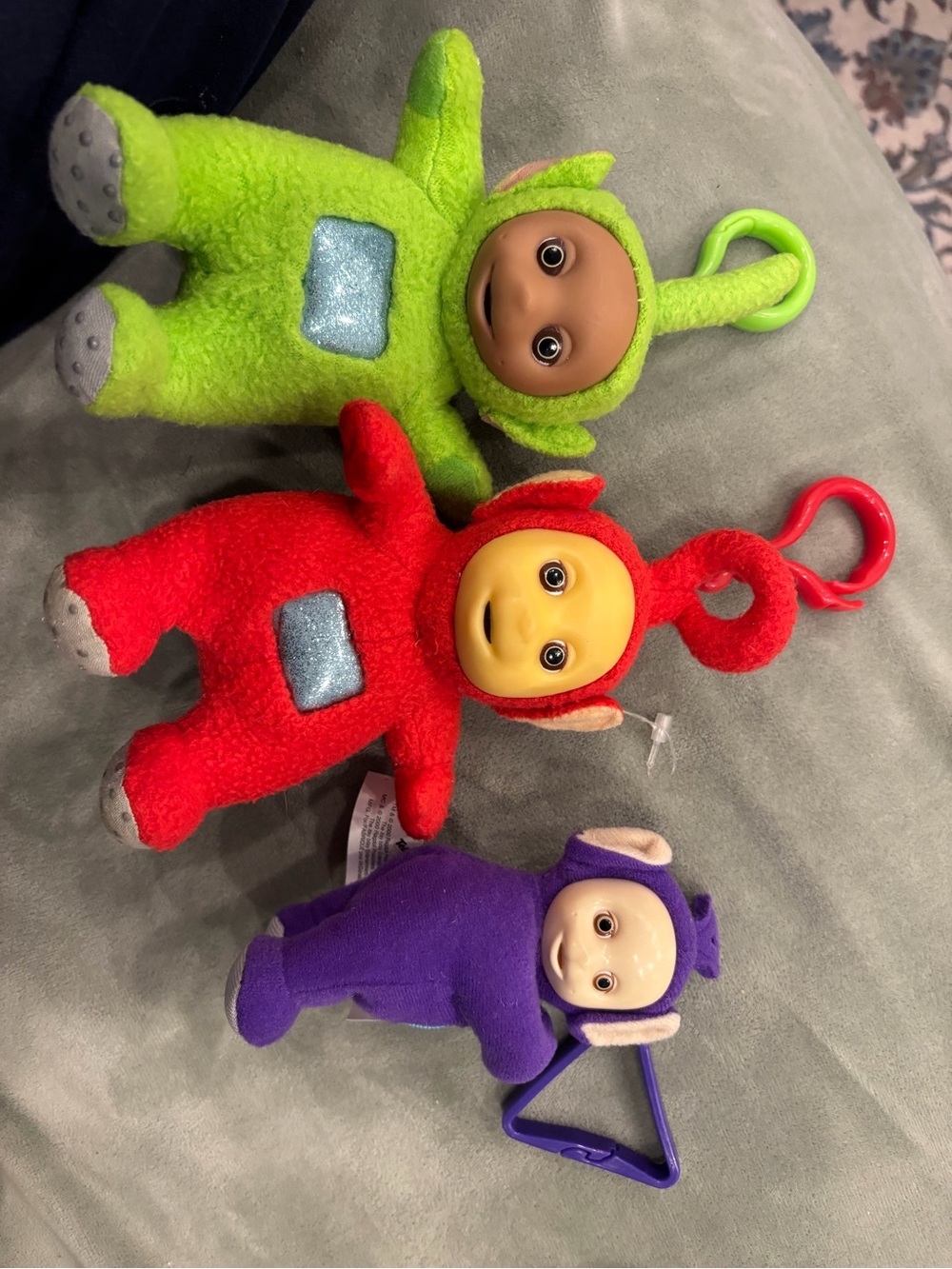 Plush Teletubby Clip-On Toy Set - Red, Green, Purple
